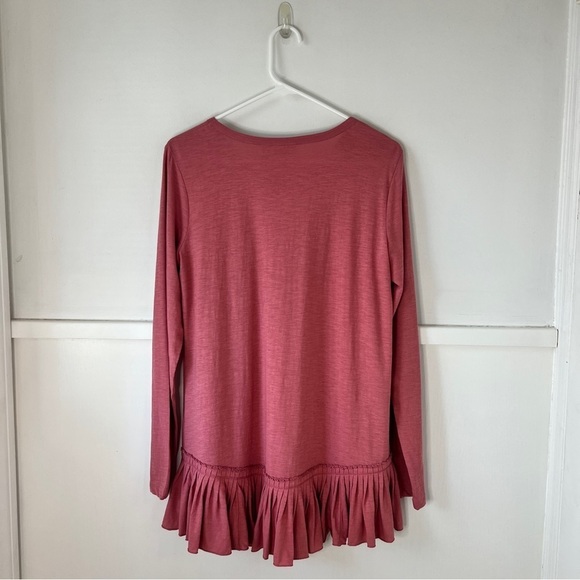 LOGO by Lori Goldstein Pink Ruffle Peplum Hem Tunic Top - Picture 9 of 11